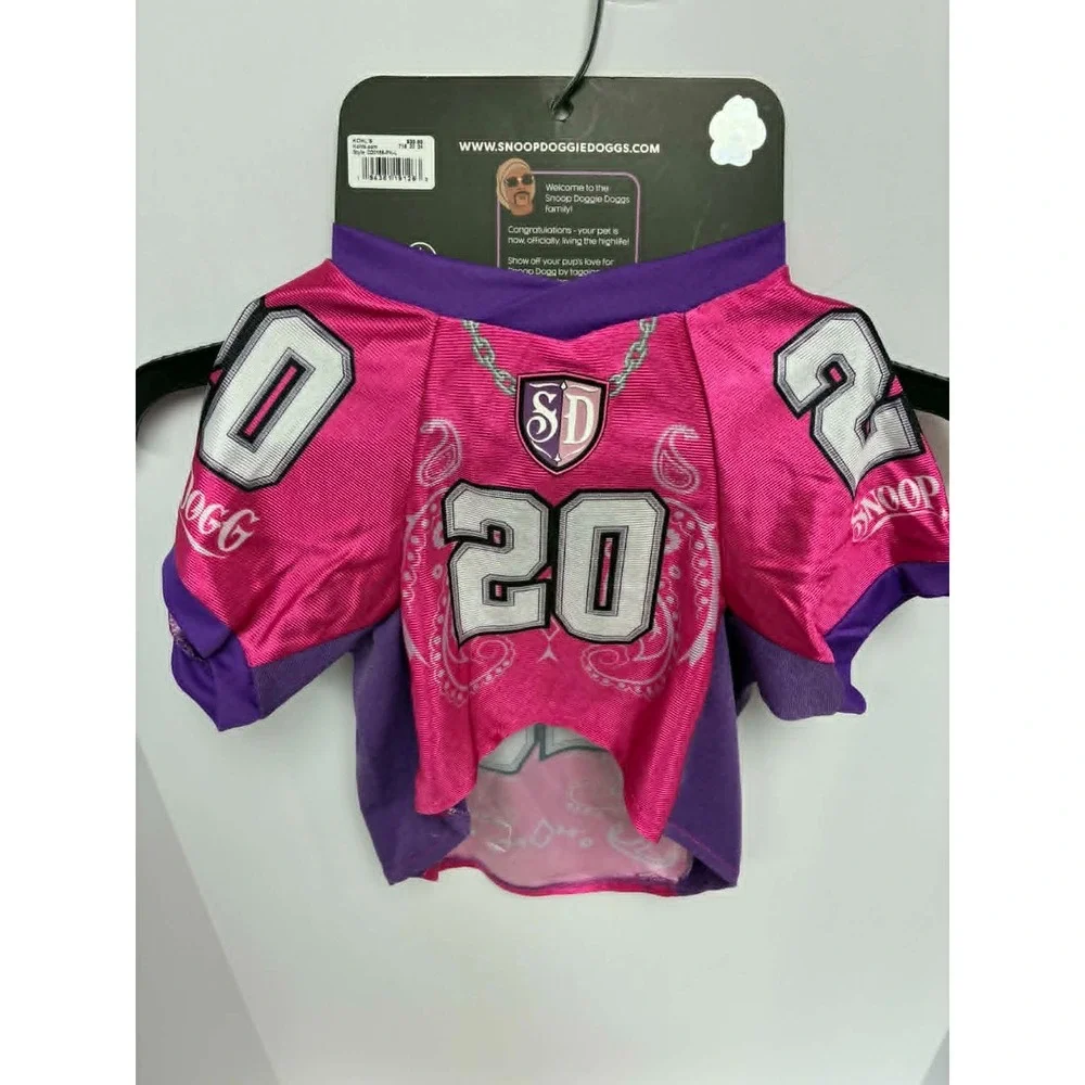 Snoop Doggie Doggs Pet Jersey Large Pink Dog Shirt #20 Deluxe Pet Jersey NWT